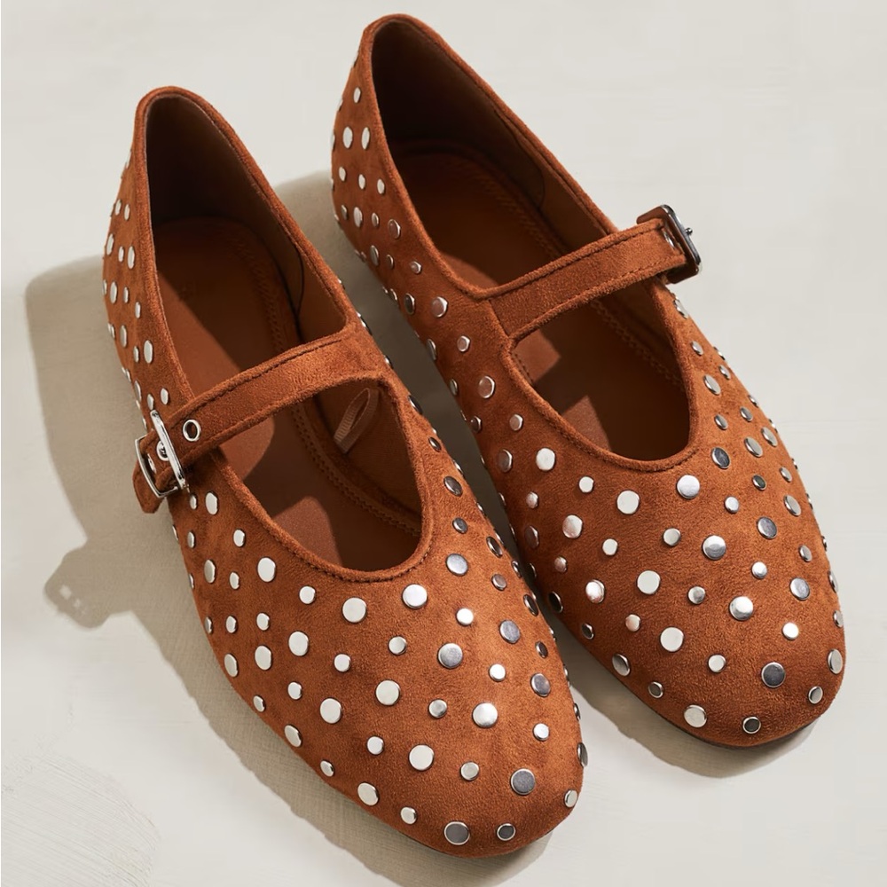 H&M Brown Flats with Silver Studs